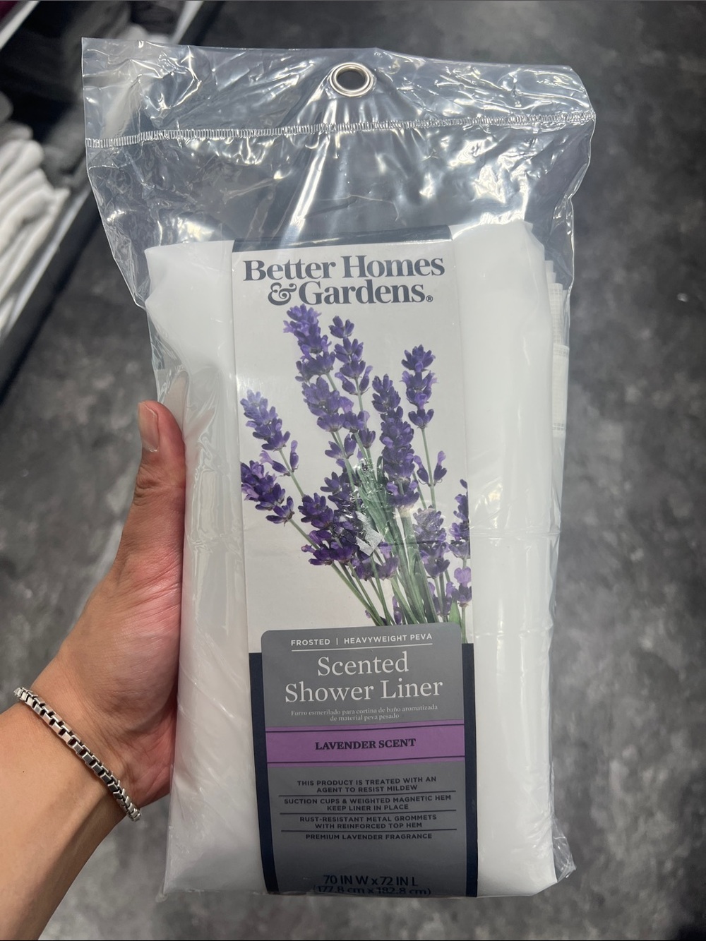 Better Homes & Gardens Lavender Scented Shower Liner - White - NIB